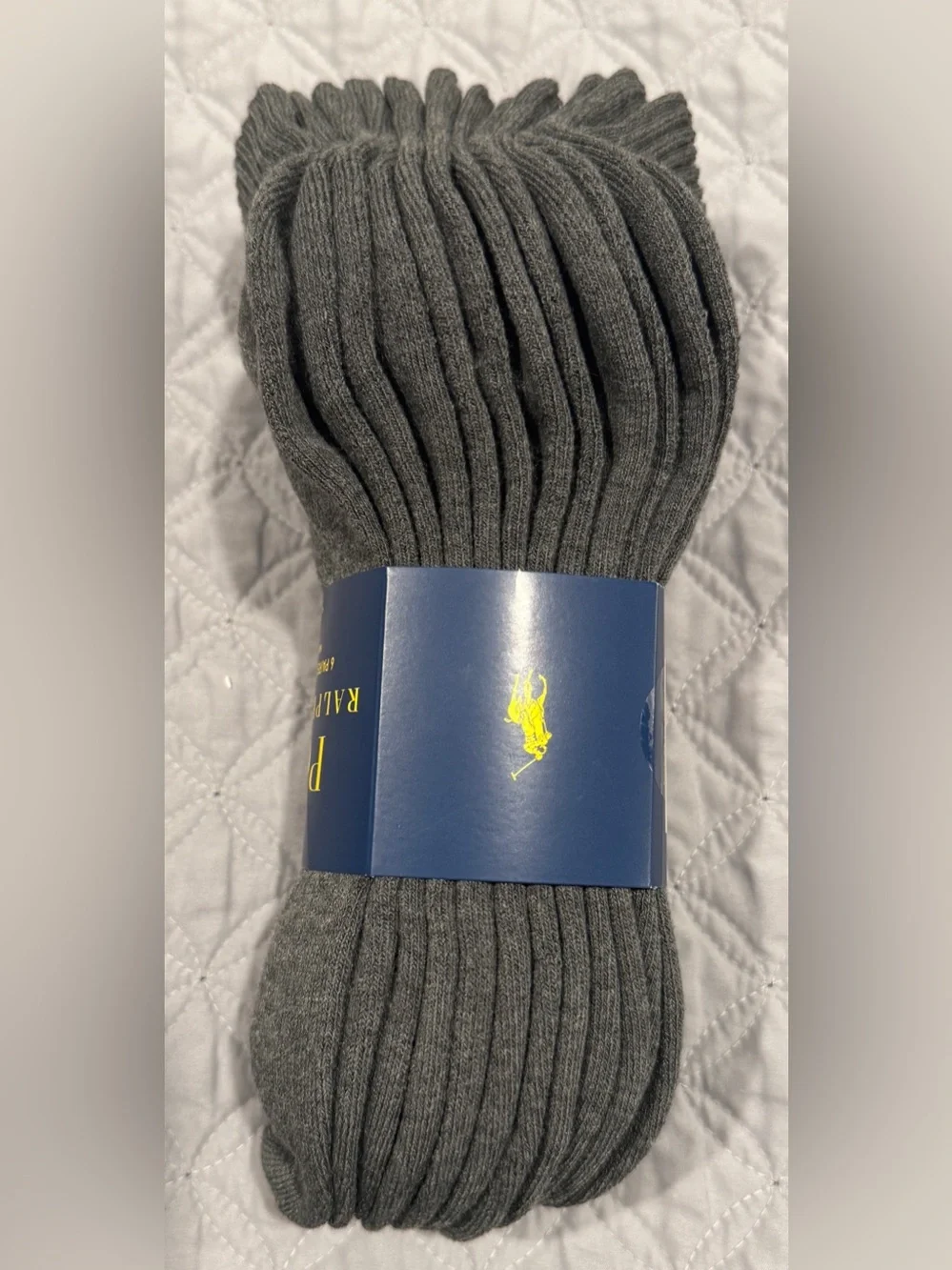 Polo Ralph Lauren Classic Sport Mens Anklets Socks Dark Grey 6 Pairs Size 10-13